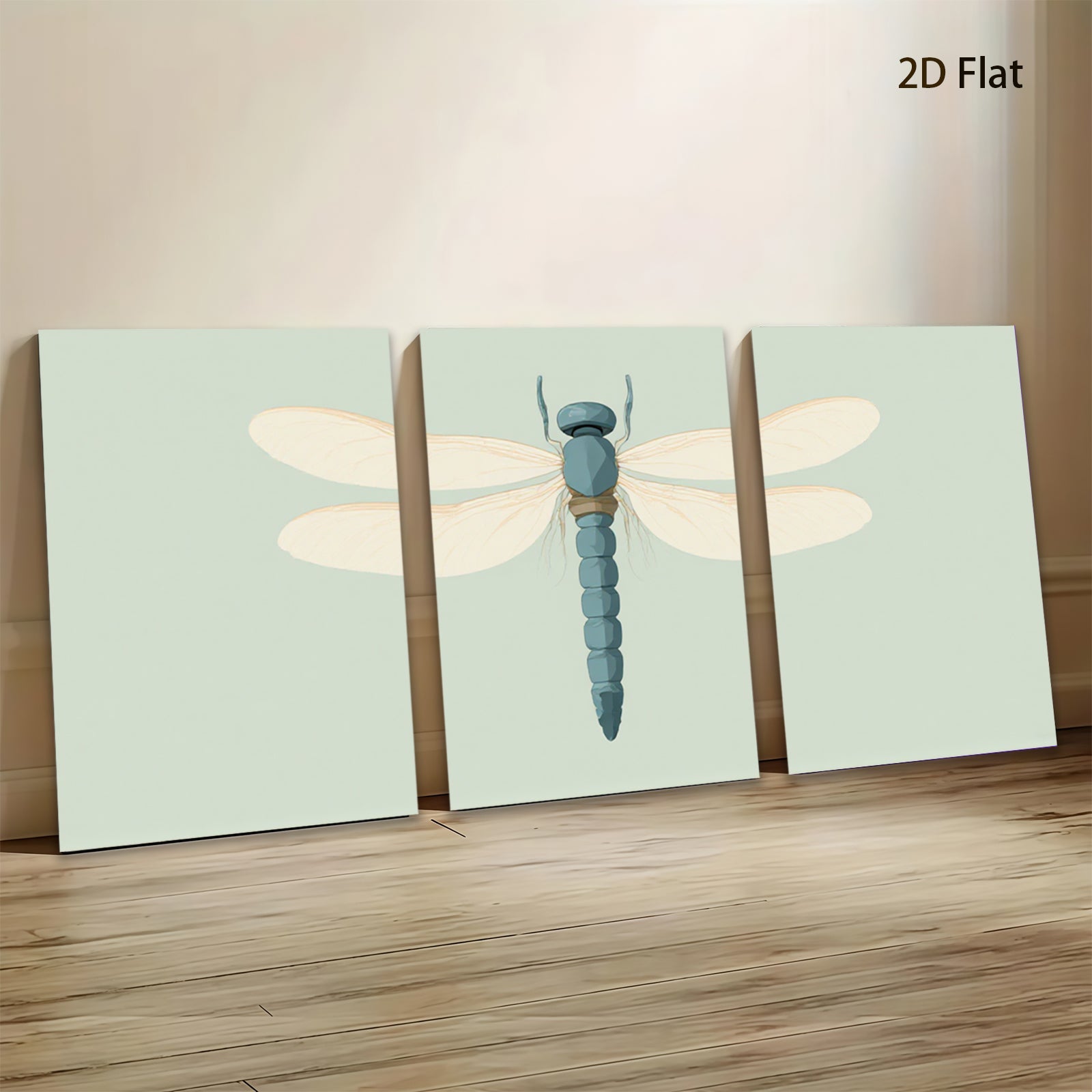 2D flat 1pc delicate dragonfly wall art botanical insect painting modern farmhouse living room bedroom decor gallery wrapped canvas prints