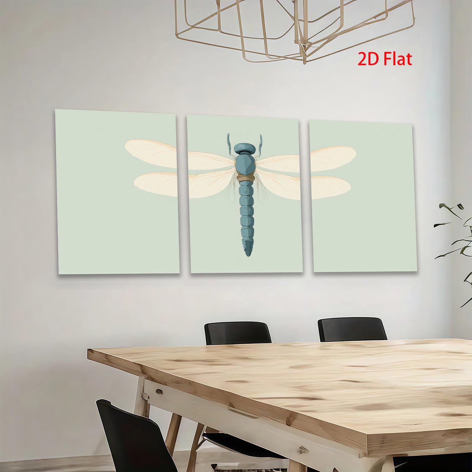 2D flat 1pc delicate dragonfly wall art botanical insect painting modern farmhouse living room bedroom decor gallery wrapped canvas prints