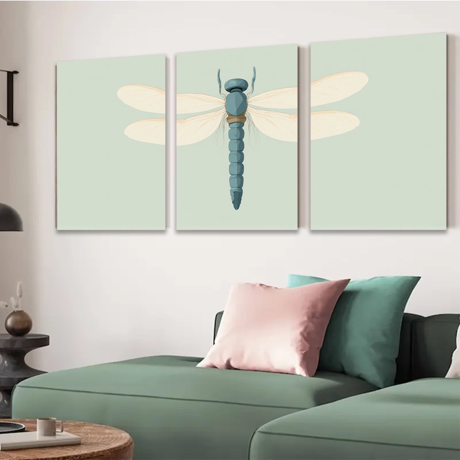 2D flat 1pc delicate dragonfly wall art botanical insect painting modern farmhouse living room bedroom decor gallery wrapped canvas prints