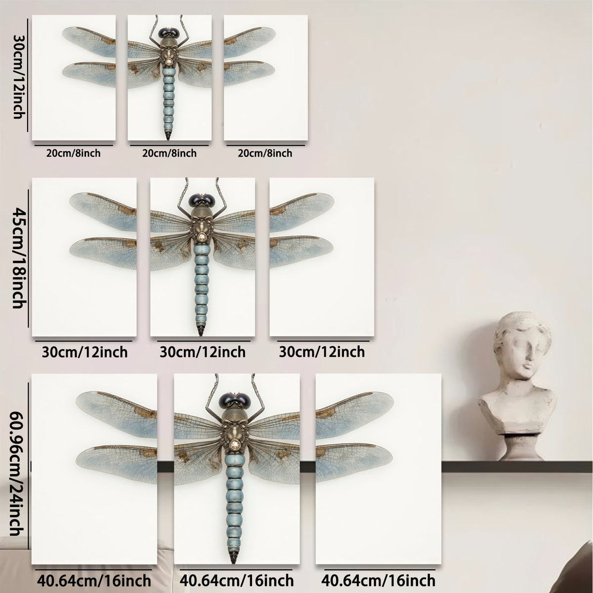 2D flat 1pc delicate dragonfly wall art nature insect botanical print modern farmhouse living room bedroom decor gallery wrapped canvas print