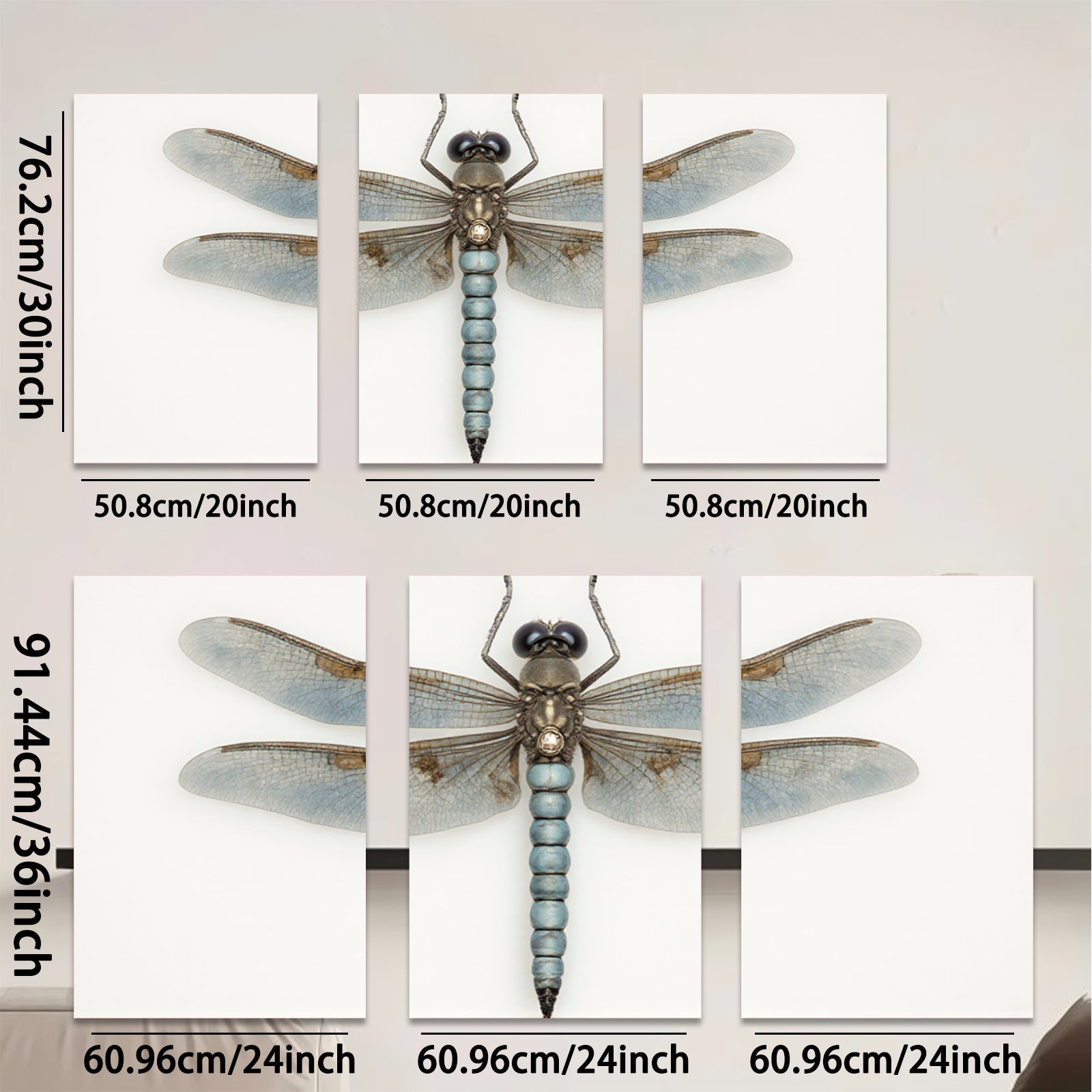 2D flat 1pc delicate dragonfly wall art nature insect botanical print modern farmhouse living room bedroom decor gallery wrapped canvas print