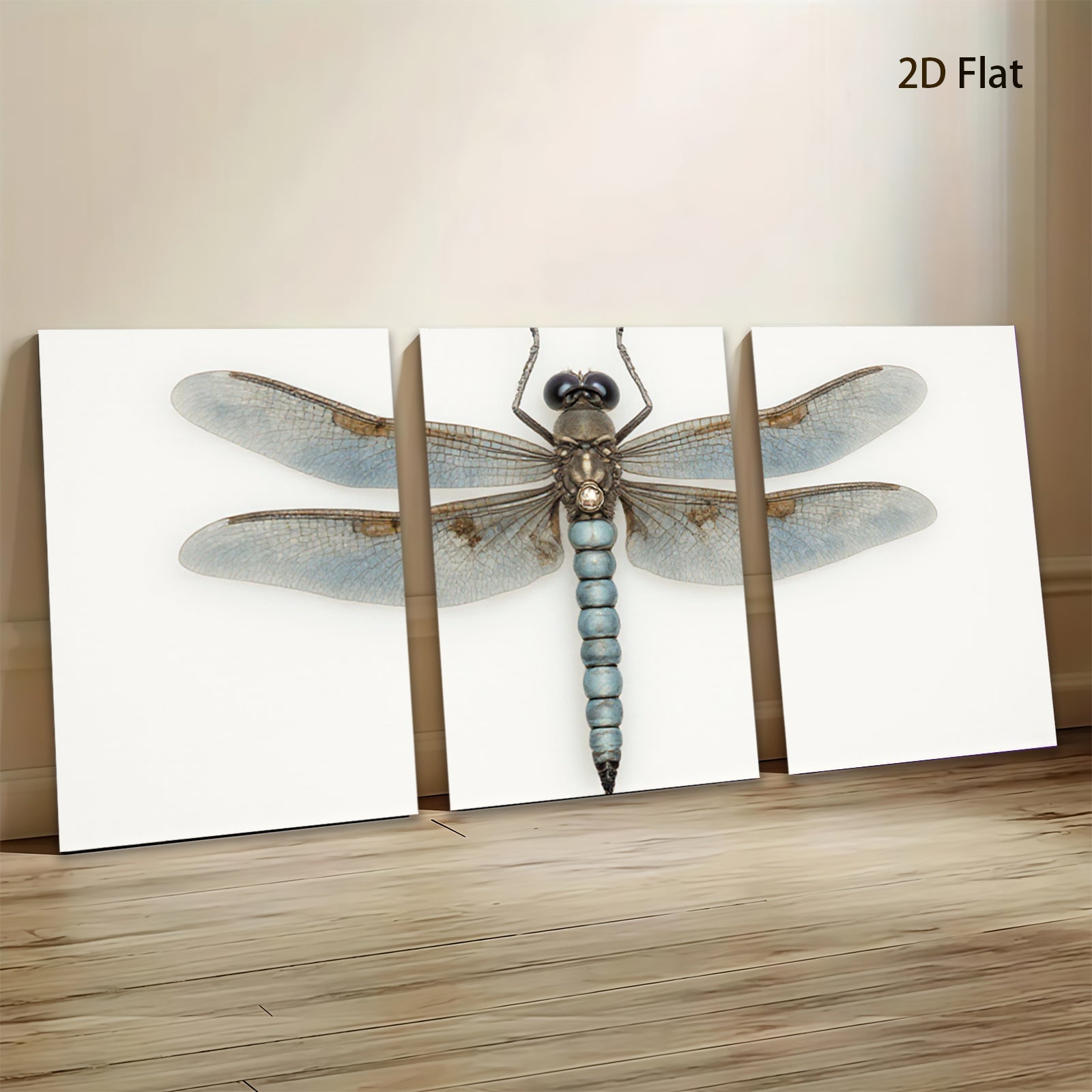 2D flat 1pc delicate dragonfly wall art nature insect botanical print modern farmhouse living room bedroom decor gallery wrapped canvas print