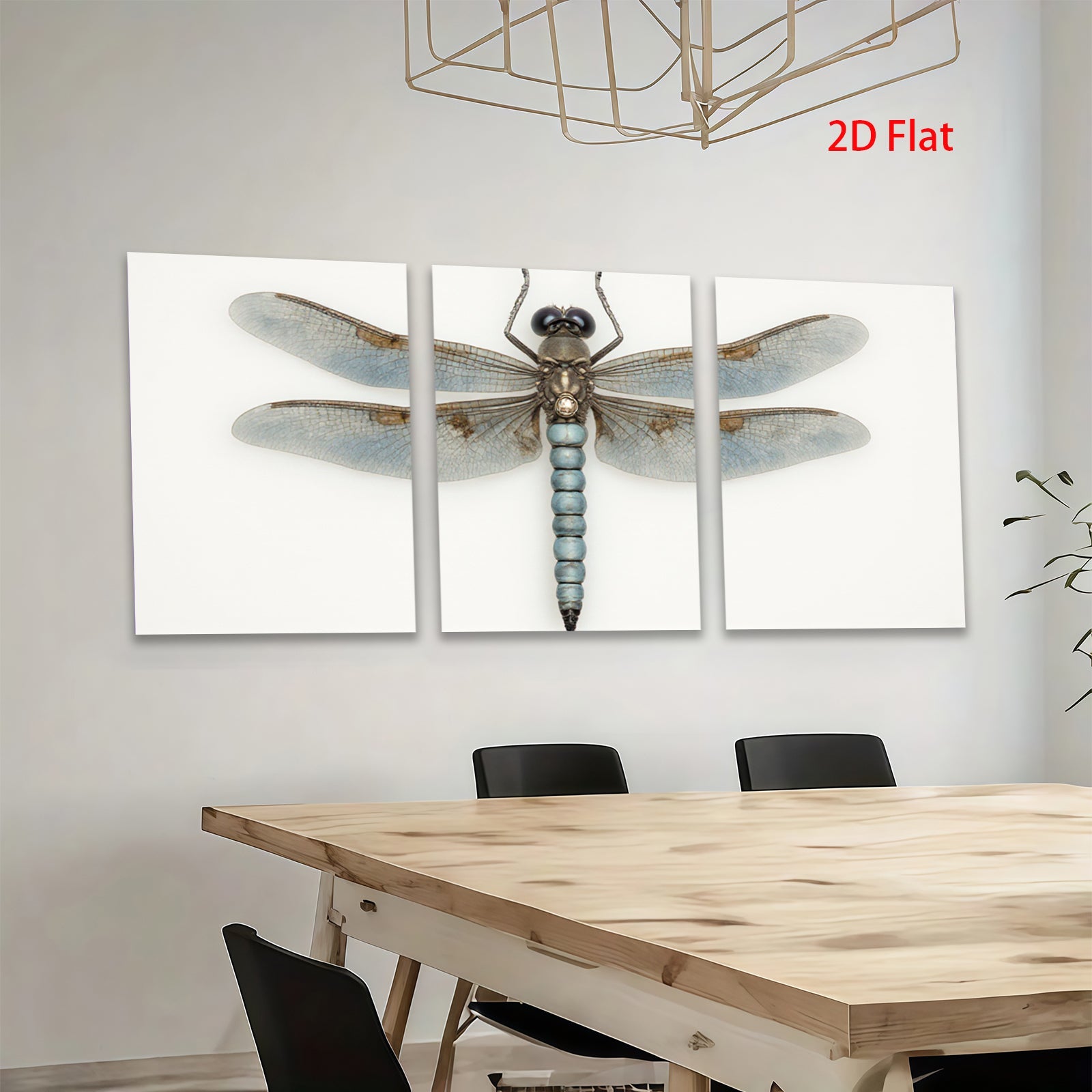 2D flat 1pc delicate dragonfly wall art nature insect botanical print modern farmhouse living room bedroom decor gallery wrapped canvas print