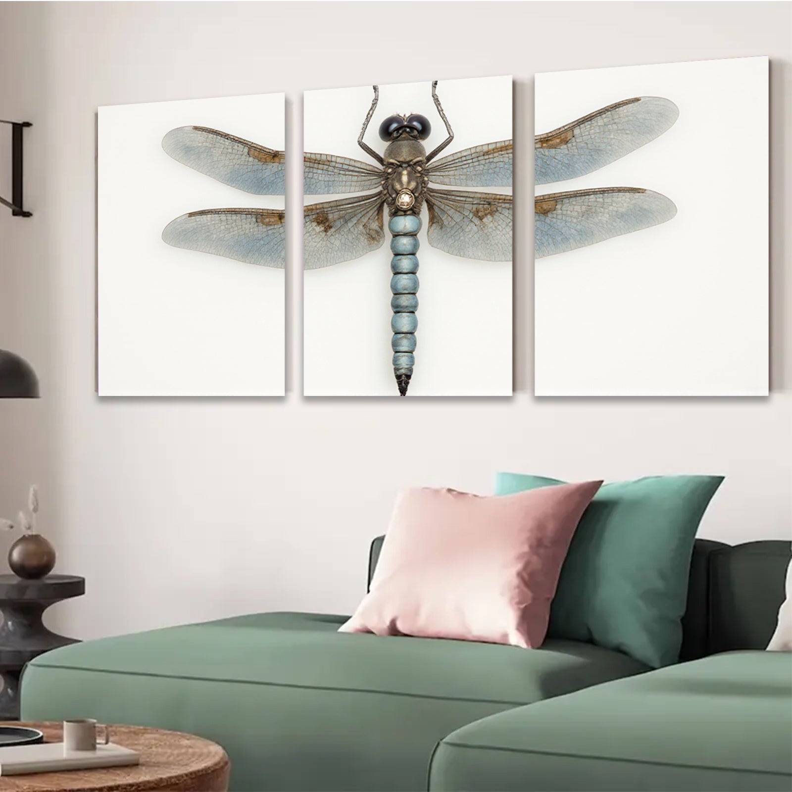 2D flat 1pc delicate dragonfly wall art nature insect botanical print modern farmhouse living room bedroom decor gallery wrapped canvas print