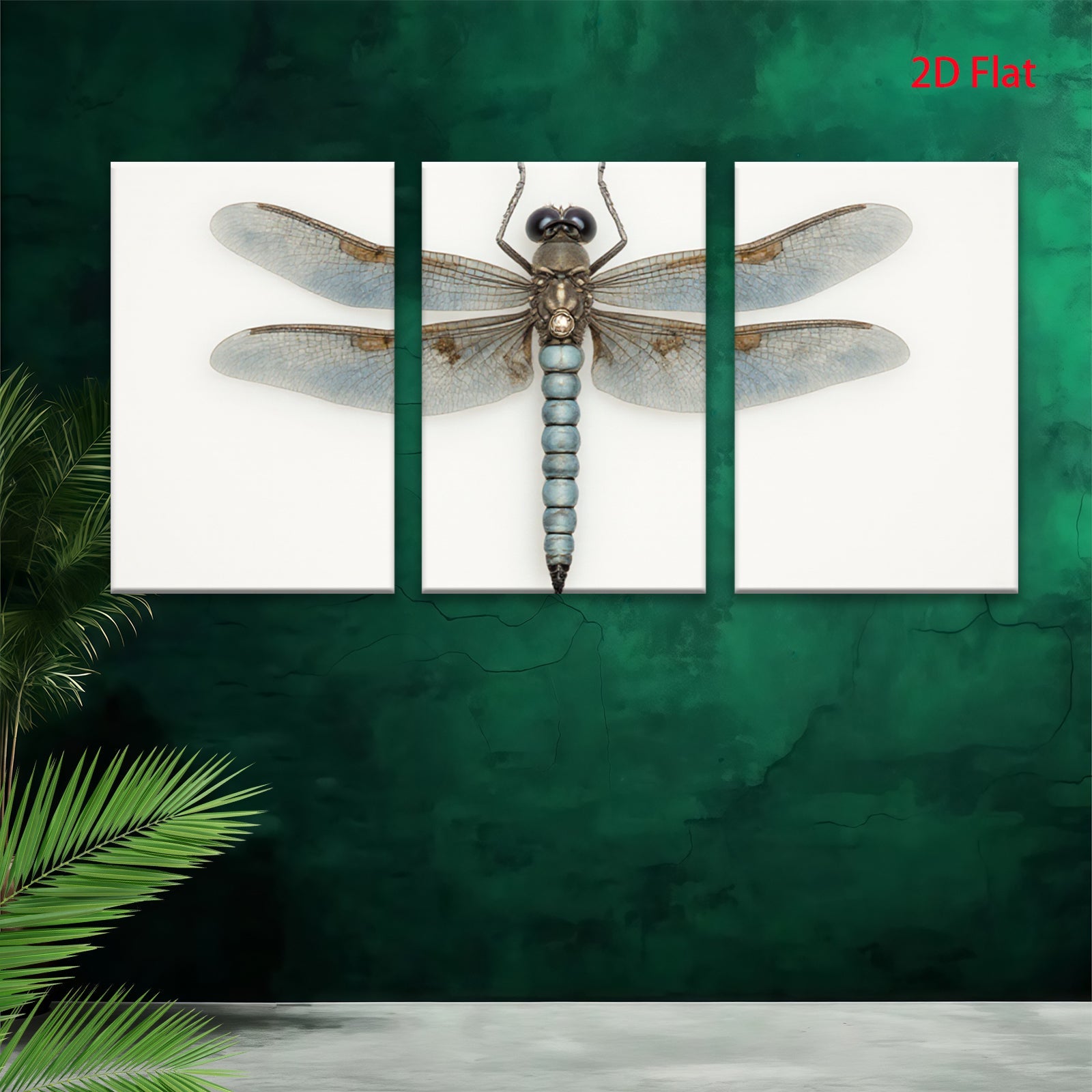 2D flat 1pc delicate dragonfly wall art nature insect botanical print modern farmhouse living room bedroom decor gallery wrapped canvas print