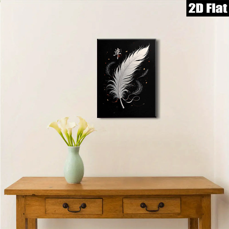 2D flat 1pc delicate feather artwork minimalist wall decor living room bedroom farmhouse style modern canvas prints gallery wrapped ready to hang