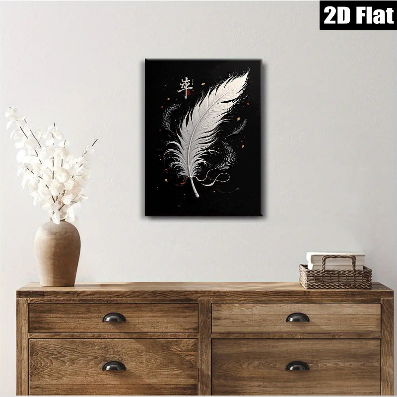 2D flat 1pc delicate feather artwork minimalist wall decor living room bedroom farmhouse style modern canvas prints gallery wrapped ready to hang