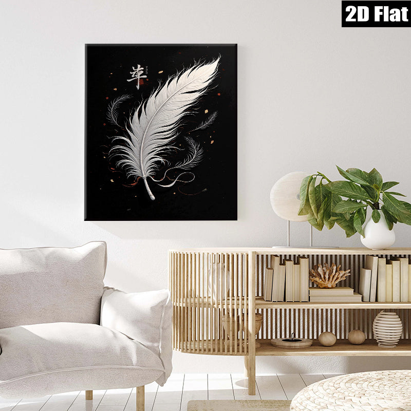 2D flat 1pc delicate feather artwork minimalist wall decor living room bedroom farmhouse style modern canvas prints gallery wrapped ready to hang