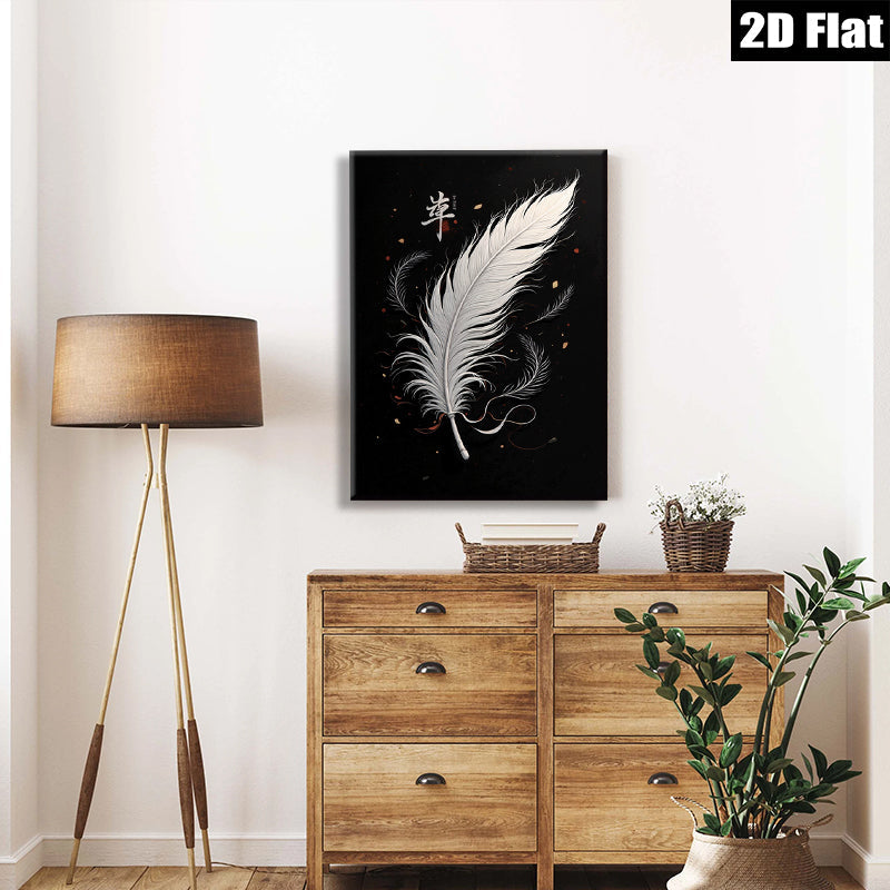 2D flat 1pc delicate feather artwork minimalist wall decor living room bedroom farmhouse style modern canvas prints gallery wrapped ready to hang