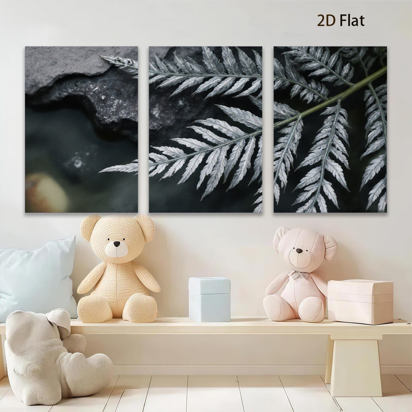 2D flat 1pc delicate fern frond botanical wall art living room bedroom home decor farmhouse style gallery wrapped canvas prints modern minimalist aesthetic
