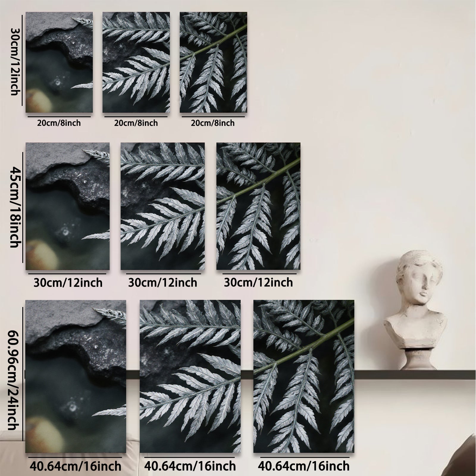 2D flat 1pc delicate fern frond botanical wall art living room bedroom home decor farmhouse style gallery wrapped canvas prints modern minimalist aesthetic