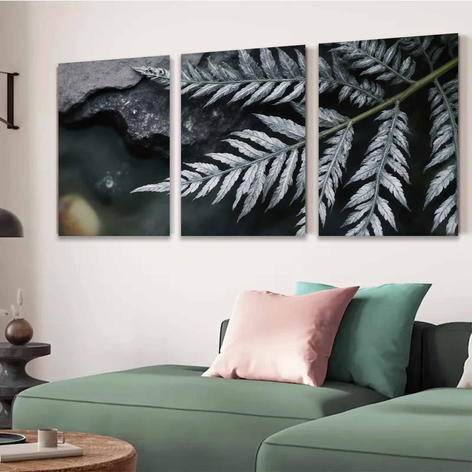 2D flat 1pc delicate fern frond botanical wall art living room bedroom home decor farmhouse style gallery wrapped canvas prints modern minimalist aesthetic