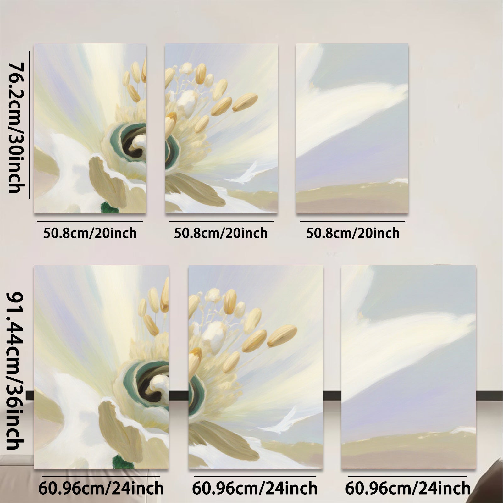 2D flat 1pc delicate floral bloom closeup botanical art print wall decor living room bedroom modern farmhouse gallery wrapped canvas