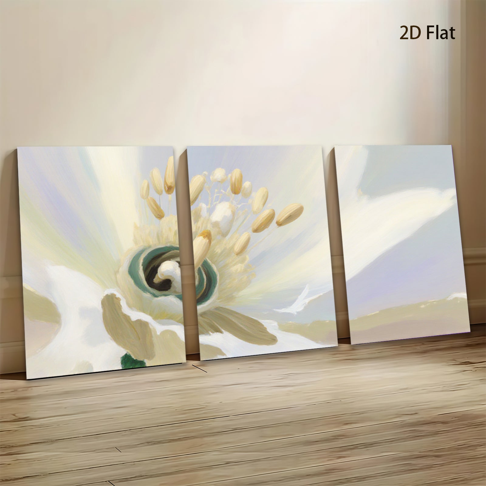 2D flat 1pc delicate floral bloom closeup botanical art print wall decor living room bedroom modern farmhouse gallery wrapped canvas