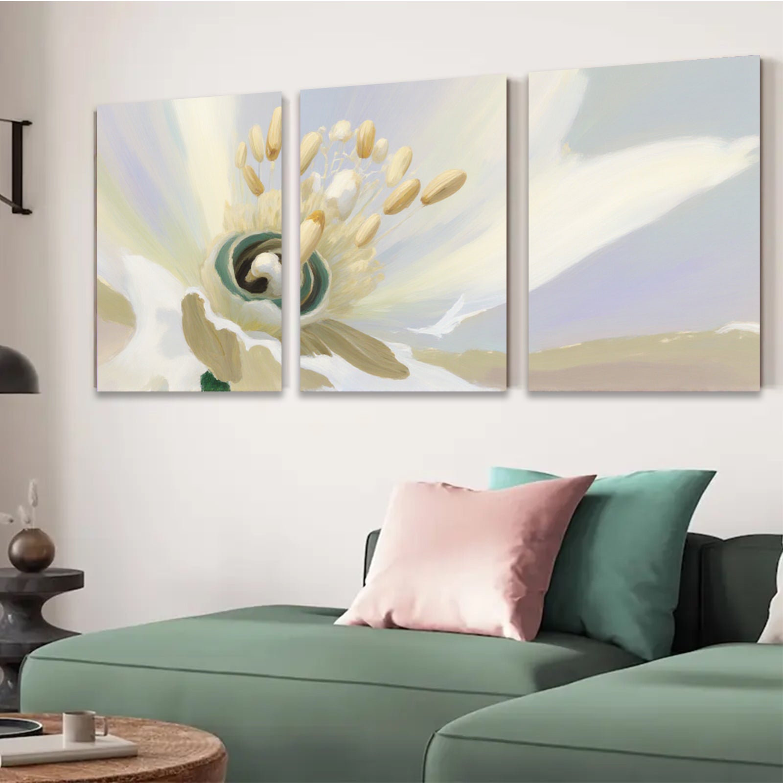 2D flat 1pc delicate floral bloom closeup botanical art print wall decor living room bedroom modern farmhouse gallery wrapped canvas