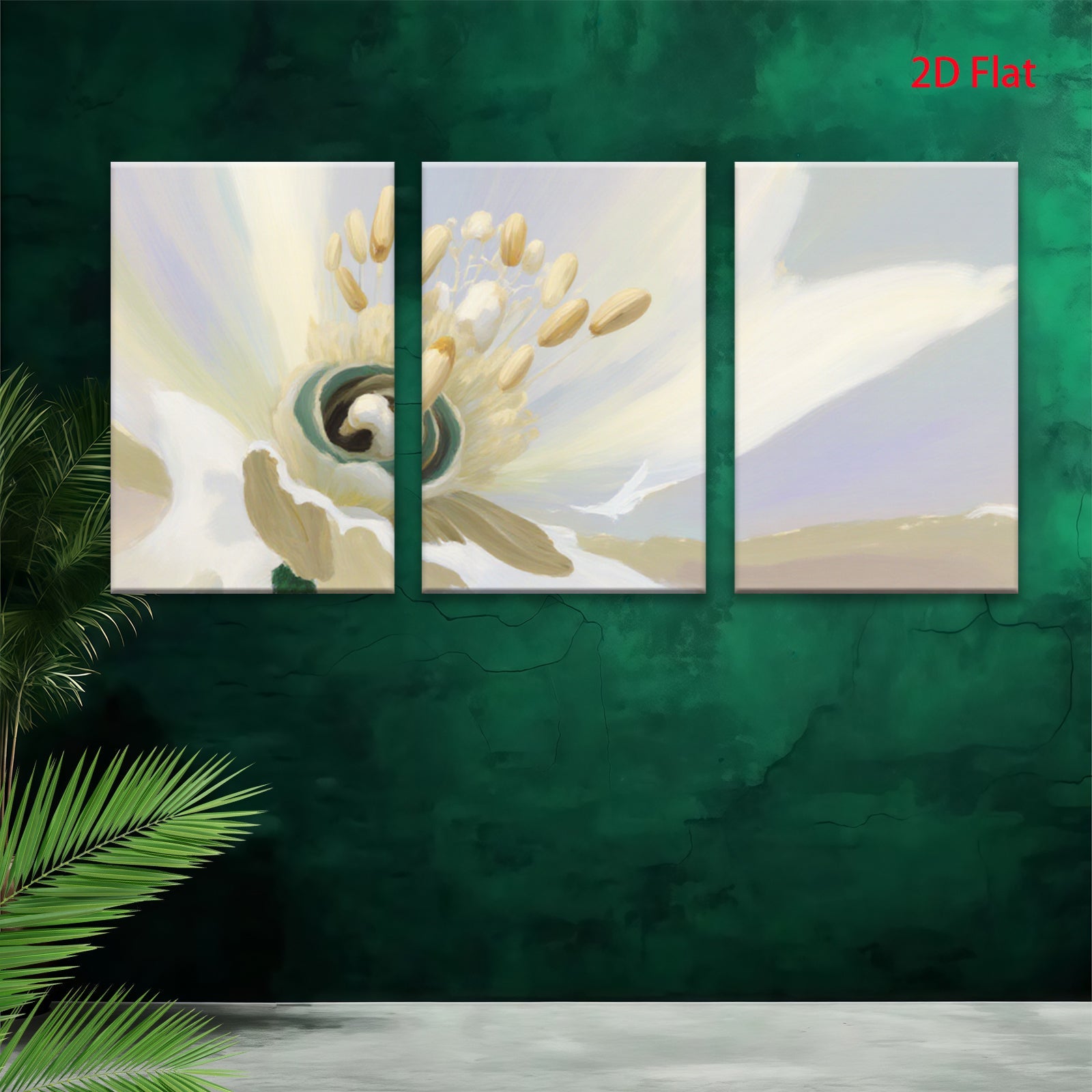 2D flat 1pc delicate floral bloom closeup botanical art print wall decor living room bedroom modern farmhouse gallery wrapped canvas