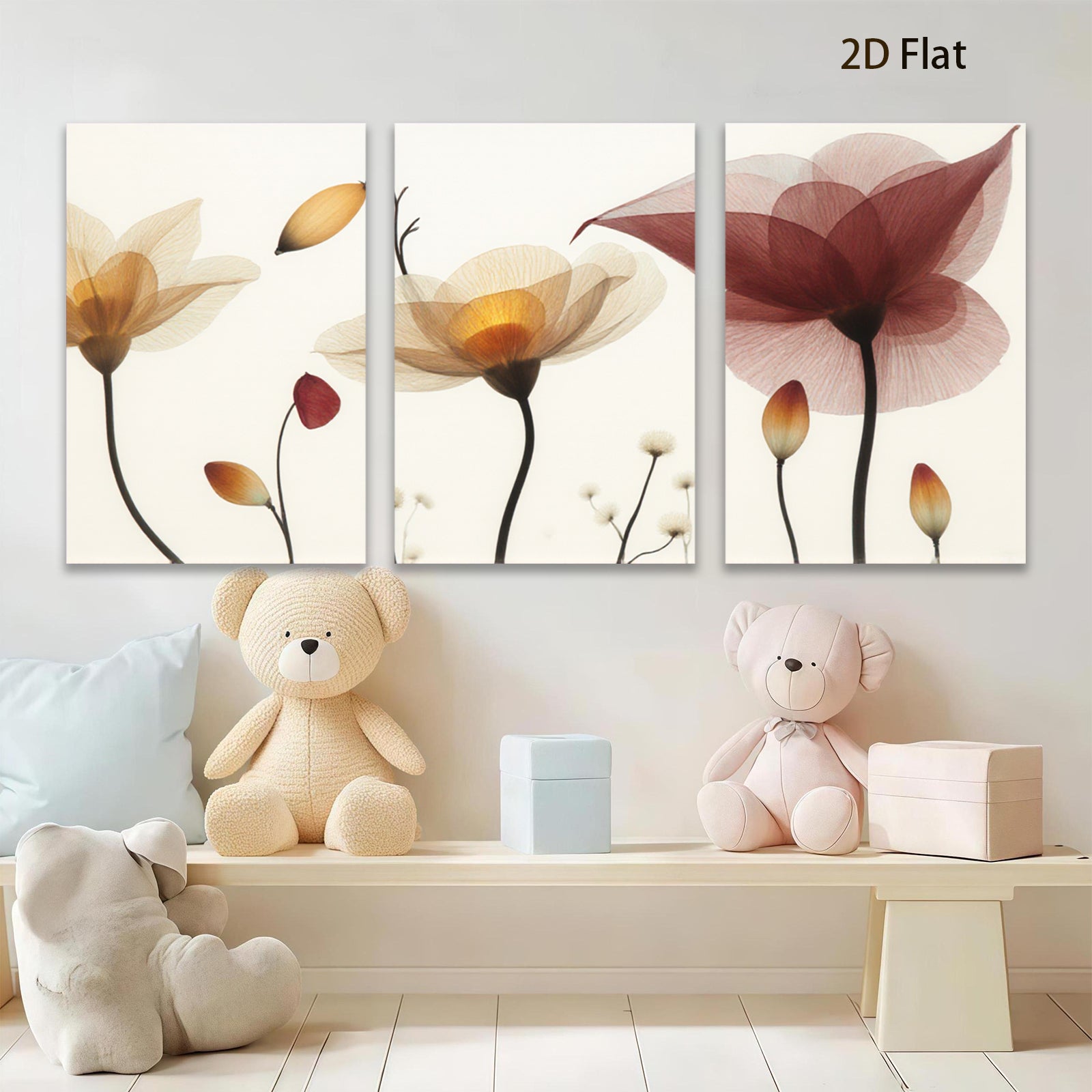 2D flat 1pc delicate floral bloom wall art canvas prints botanical modern farmhouse living room bedroom decor gallery wrapped timeless elegance trending now