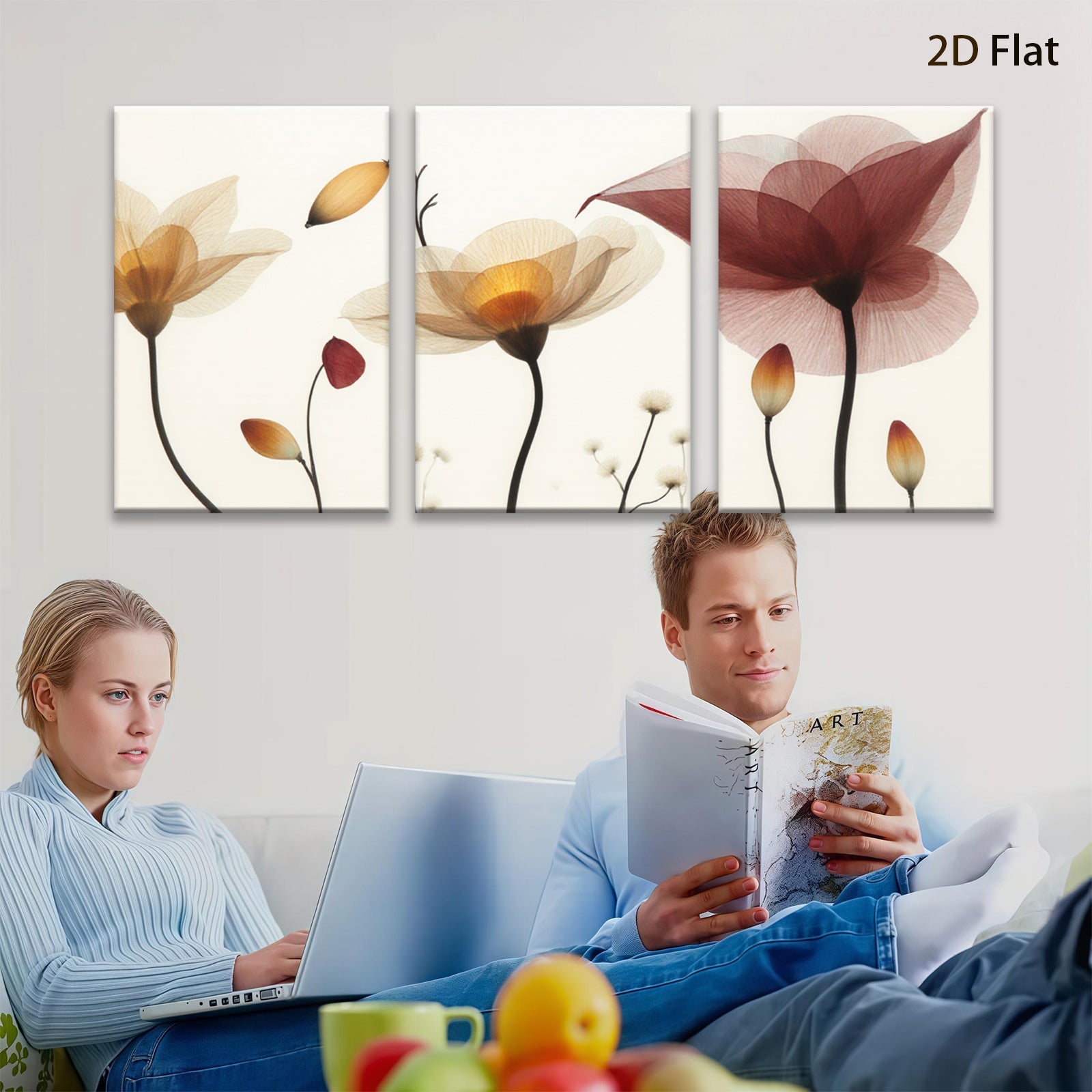 2D flat 1pc delicate floral bloom wall art canvas prints botanical modern farmhouse living room bedroom decor gallery wrapped timeless elegance trending now