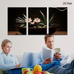 2D flat 1pc delicate floral bowl arrangement botanical study farmhouse wall art living room bedroom decor gallery wrapped canvas print modern minimalist