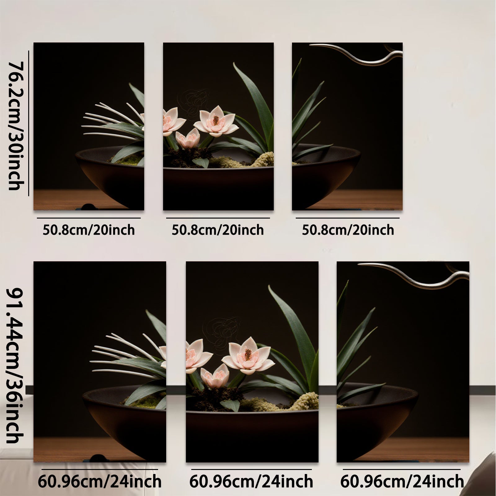 2D flat 1pc delicate floral bowl arrangement botanical study farmhouse wall art living room bedroom decor gallery wrapped canvas print modern minimalist