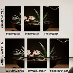 2D flat 1pc delicate floral bowl arrangement botanical study farmhouse wall art living room bedroom decor gallery wrapped canvas print modern minimalist