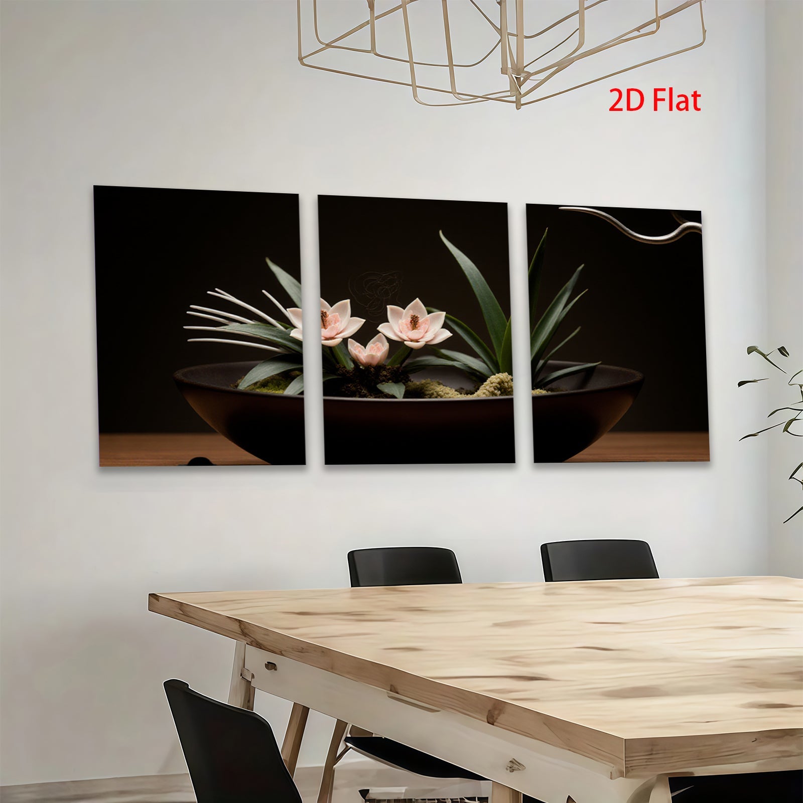 2D flat 1pc delicate floral bowl arrangement botanical study farmhouse wall art living room bedroom decor gallery wrapped canvas print modern minimalist