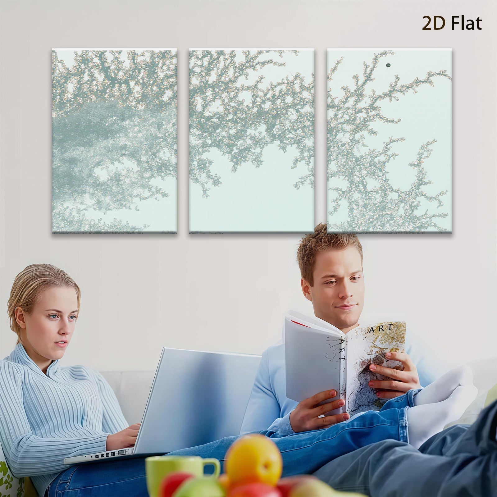 2D flat 1pc delicate floral branches spring bloom wall decor living room bedroom farmhouse style gallery wrapped canvas print modern minimalist aesthetic cozy vibe