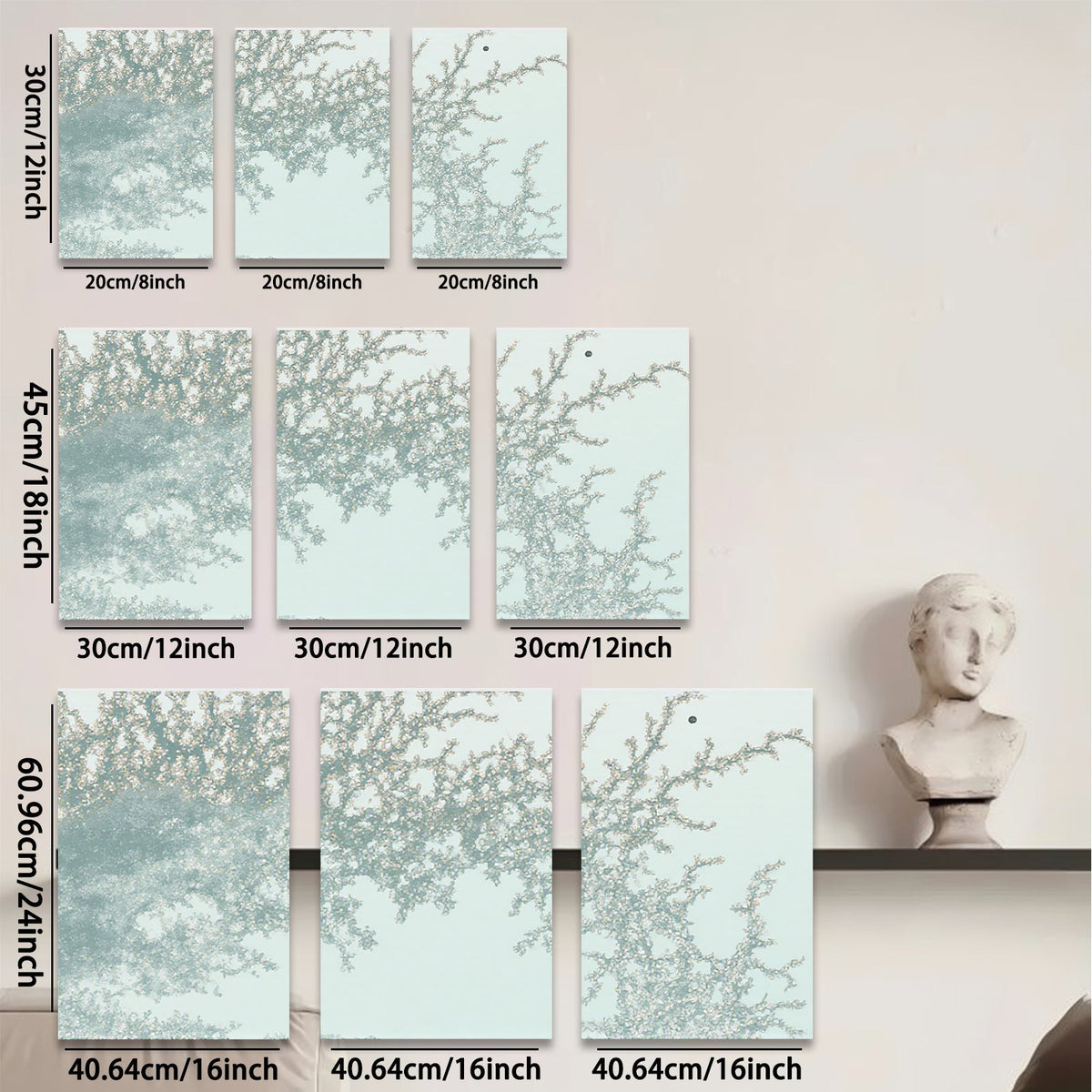 2D flat 1pc delicate floral branches spring bloom wall decor living room bedroom farmhouse style gallery wrapped canvas print modern minimalist aesthetic cozy vibe