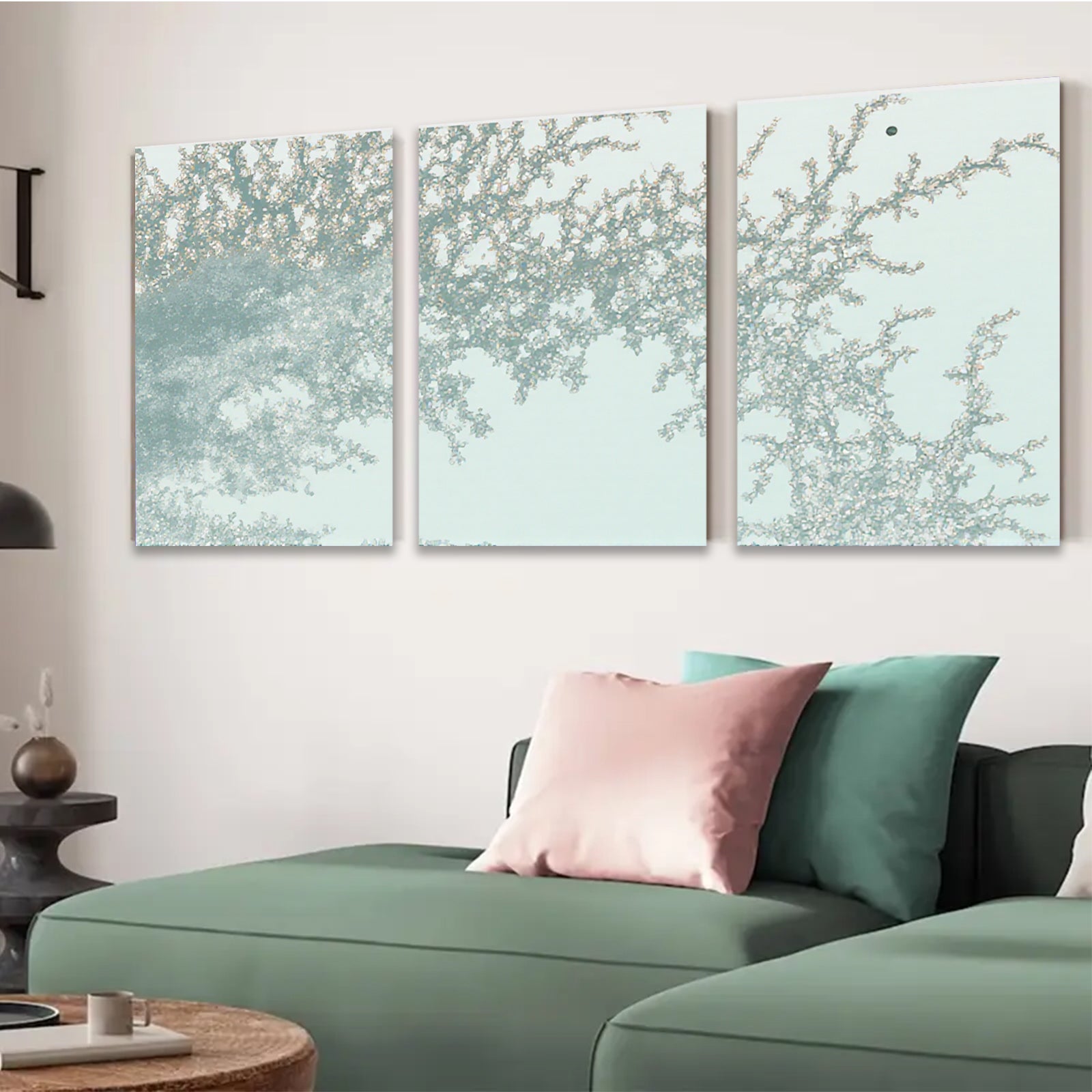 2D flat 1pc delicate floral branches spring bloom wall decor living room bedroom farmhouse style gallery wrapped canvas print modern minimalist aesthetic cozy vibe