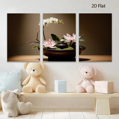2D flat 1pc delicate floral still life blossom arrangement modern farmhouse wall decor living room bedroom kitchen dining room gallery wrapped canvas print