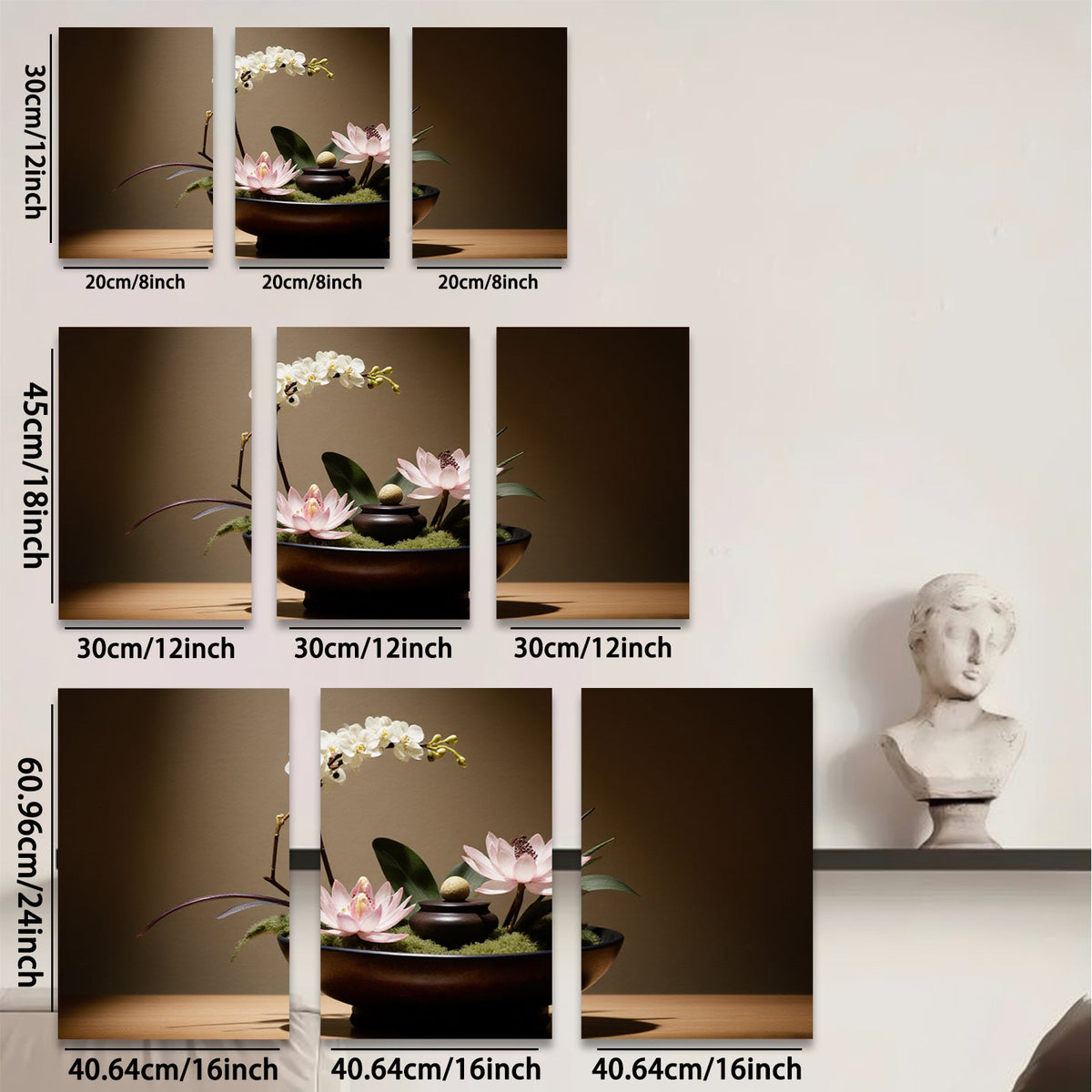2D flat 1pc delicate floral still life blossom arrangement modern farmhouse wall decor living room bedroom kitchen dining room gallery wrapped canvas print