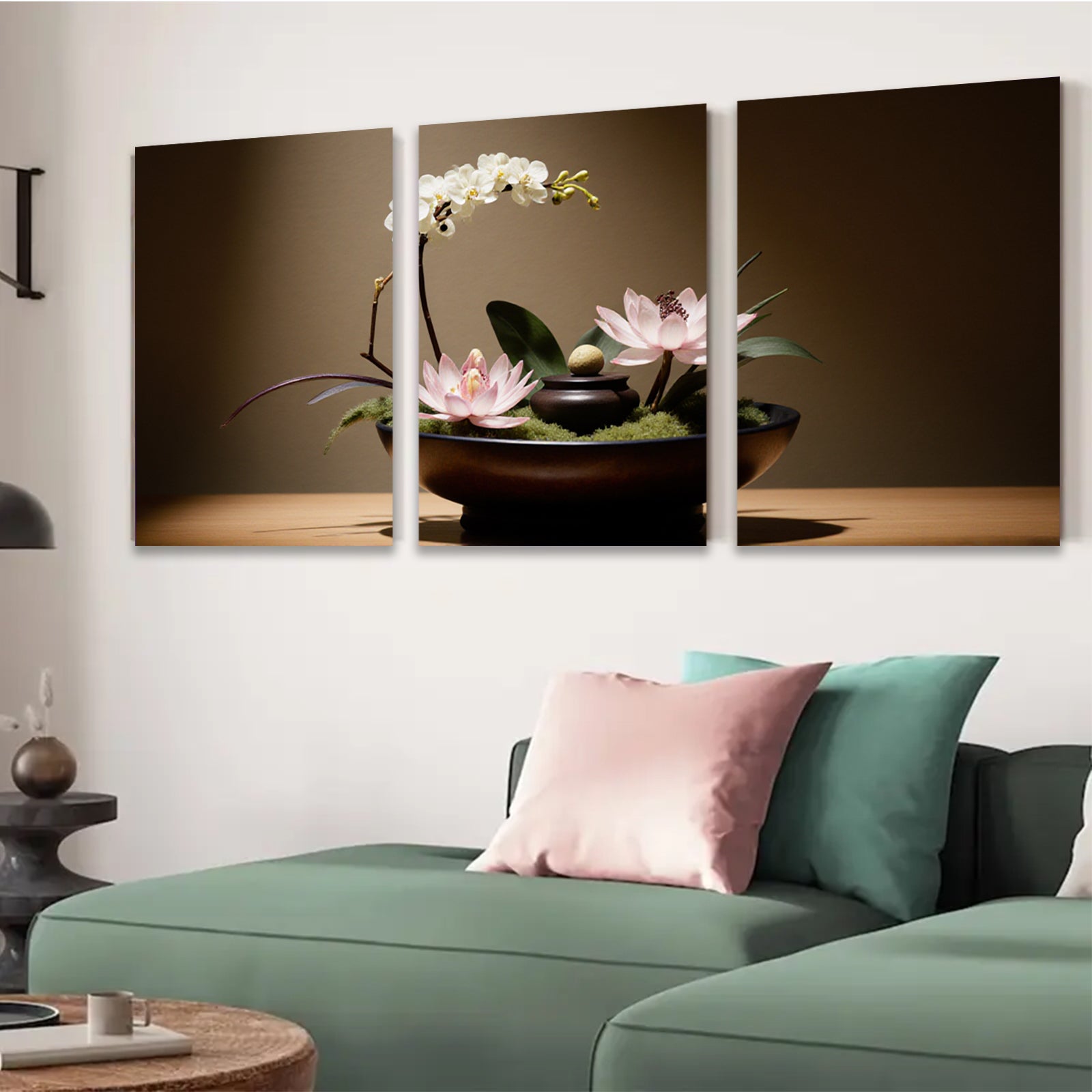 2D flat 1pc delicate floral still life blossom arrangement modern farmhouse wall decor living room bedroom kitchen dining room gallery wrapped canvas print