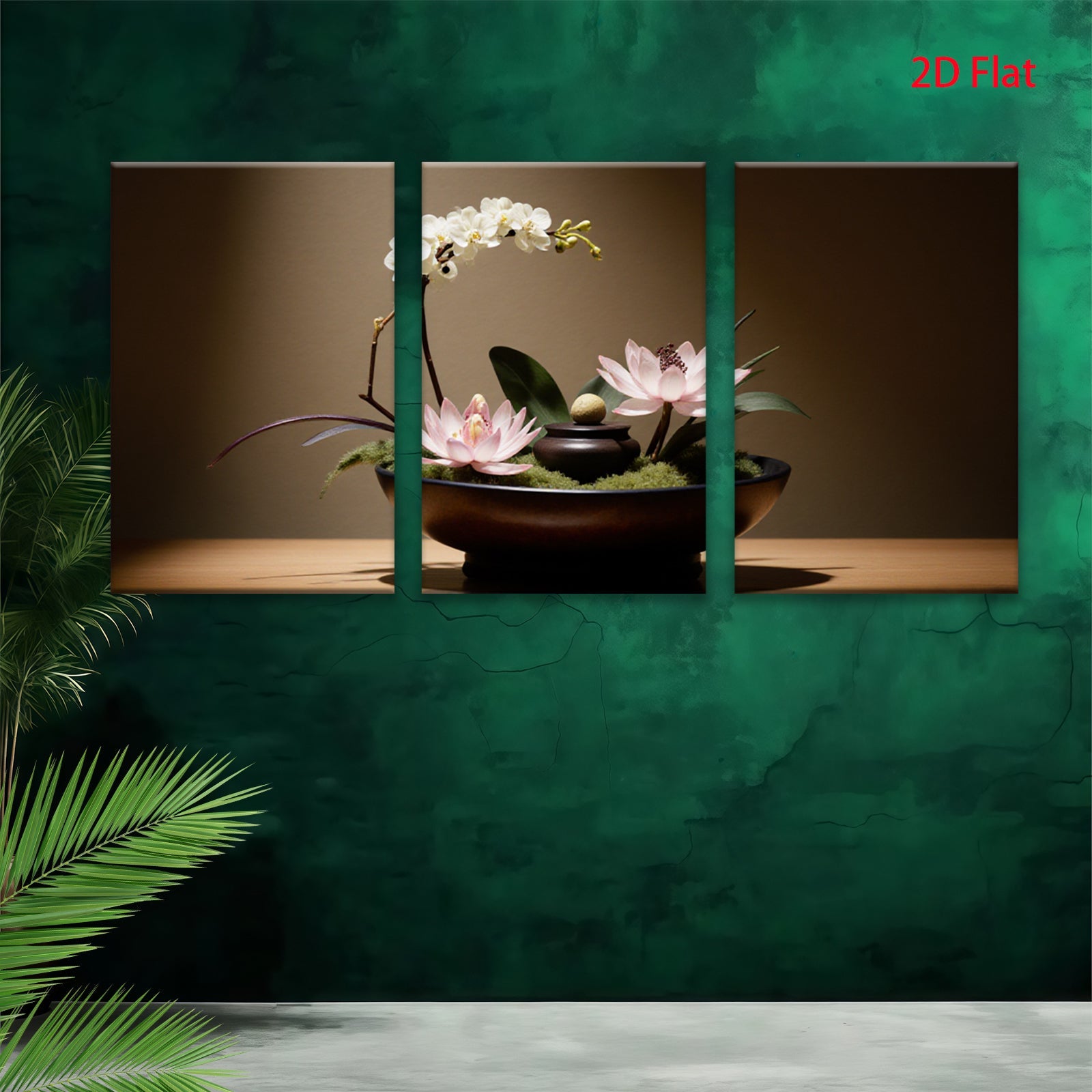 2D flat 1pc delicate floral still life blossom arrangement modern farmhouse wall decor living room bedroom kitchen dining room gallery wrapped canvas print