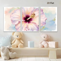 2D flat 1pc delicate pink hibiscus bloom wall art living room bedroom botanical floral modern farmhouse gallery wrapped canvas prints cozy home decor