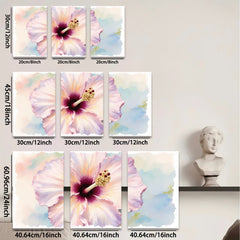 2D flat 1pc delicate pink hibiscus bloom wall art living room bedroom botanical floral modern farmhouse gallery wrapped canvas prints cozy home decor