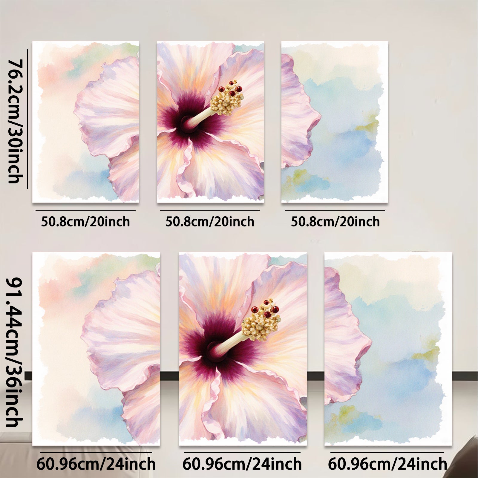 2D flat 1pc delicate pink hibiscus bloom wall art living room bedroom botanical floral modern farmhouse gallery wrapped canvas prints cozy home decor
