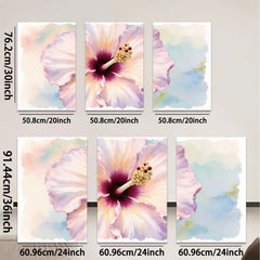 2D flat 1pc delicate pink hibiscus bloom wall art living room bedroom botanical floral modern farmhouse gallery wrapped canvas prints cozy home decor