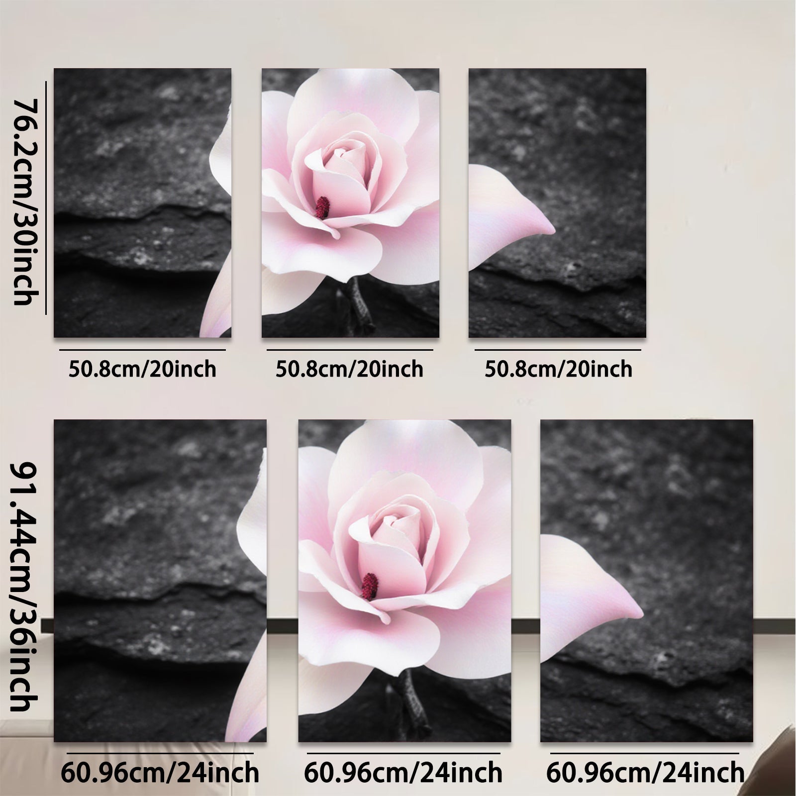 2D flat 1pc delicate pink magnolia bloom floral wall art canvas prints for living room bedroom home decor farmhouse style gallery wrapped modern minimalist