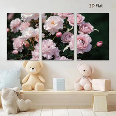 2D flat 1pc delicate pink rose blooms garden floral wall art canvas prints for living room bedroom home decor farmhouse style cozy vibe