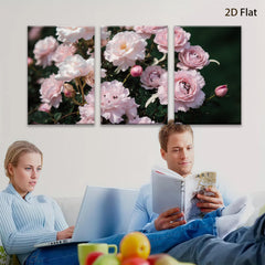 2D flat 1pc delicate pink rose blooms garden floral wall art canvas prints for living room bedroom home decor farmhouse style cozy vibe
