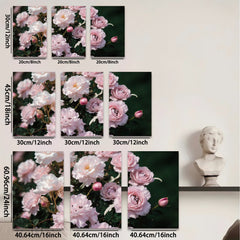 2D flat 1pc delicate pink rose blooms garden floral wall art canvas prints for living room bedroom home decor farmhouse style cozy vibe