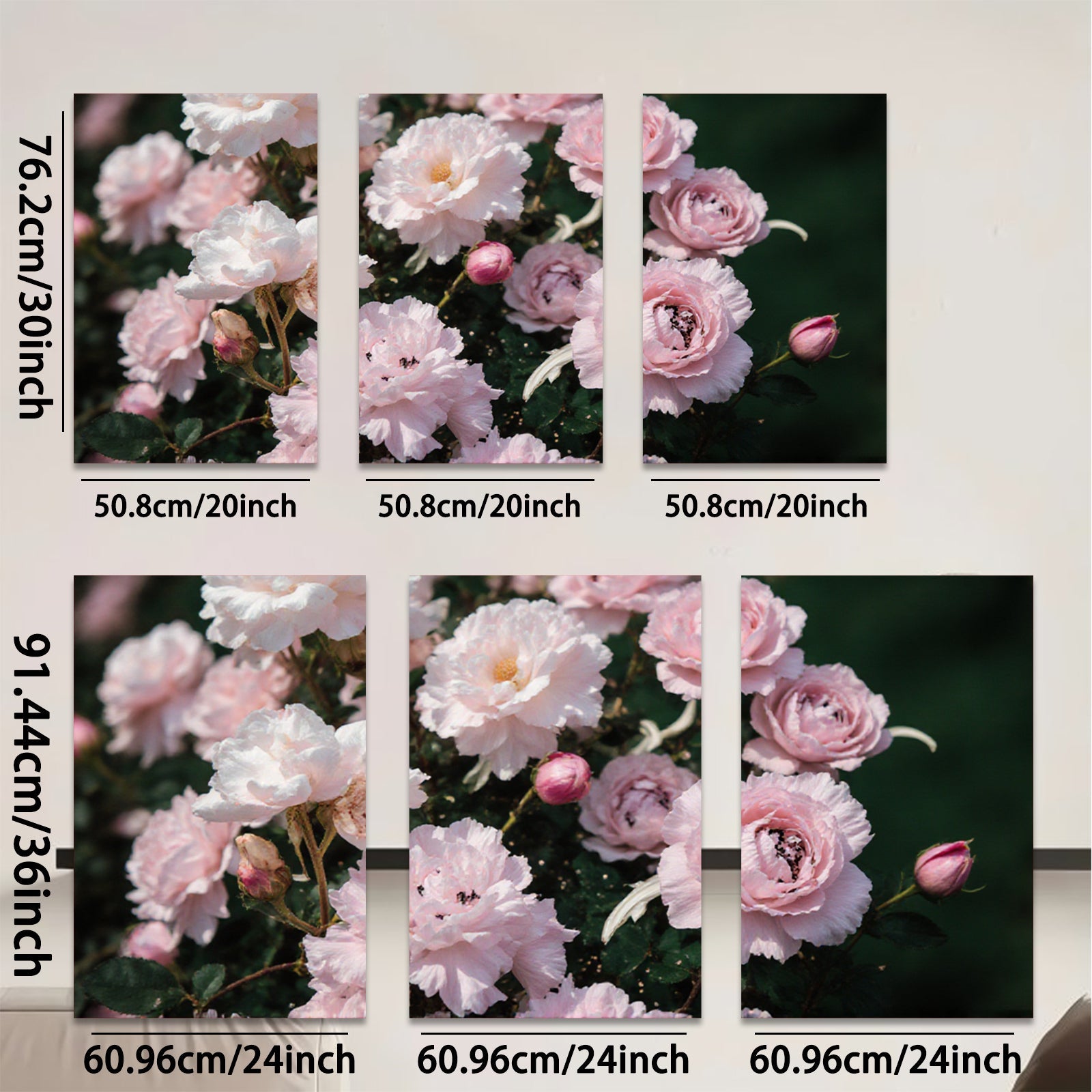 2D flat 1pc delicate pink rose blooms garden floral wall art canvas prints for living room bedroom home decor farmhouse style cozy vibe