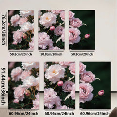 2D flat 1pc delicate pink rose blooms garden floral wall art canvas prints for living room bedroom home decor farmhouse style cozy vibe