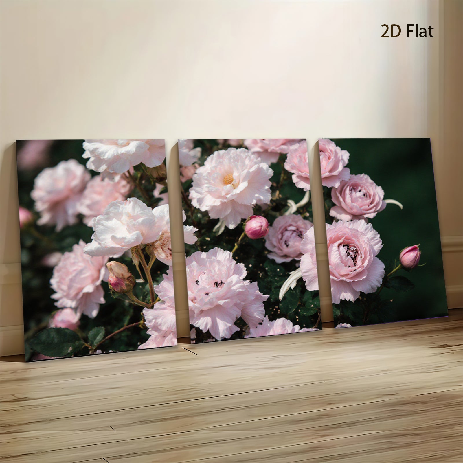 2D flat 1pc delicate pink rose blooms garden floral wall art canvas prints for living room bedroom home decor farmhouse style cozy vibe