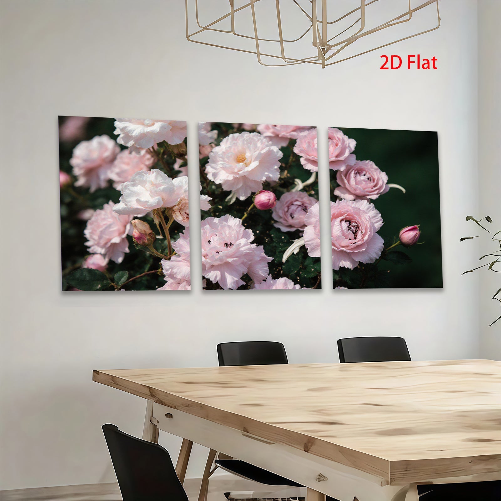 2D flat 1pc delicate pink rose blooms garden floral wall art canvas prints for living room bedroom home decor farmhouse style cozy vibe