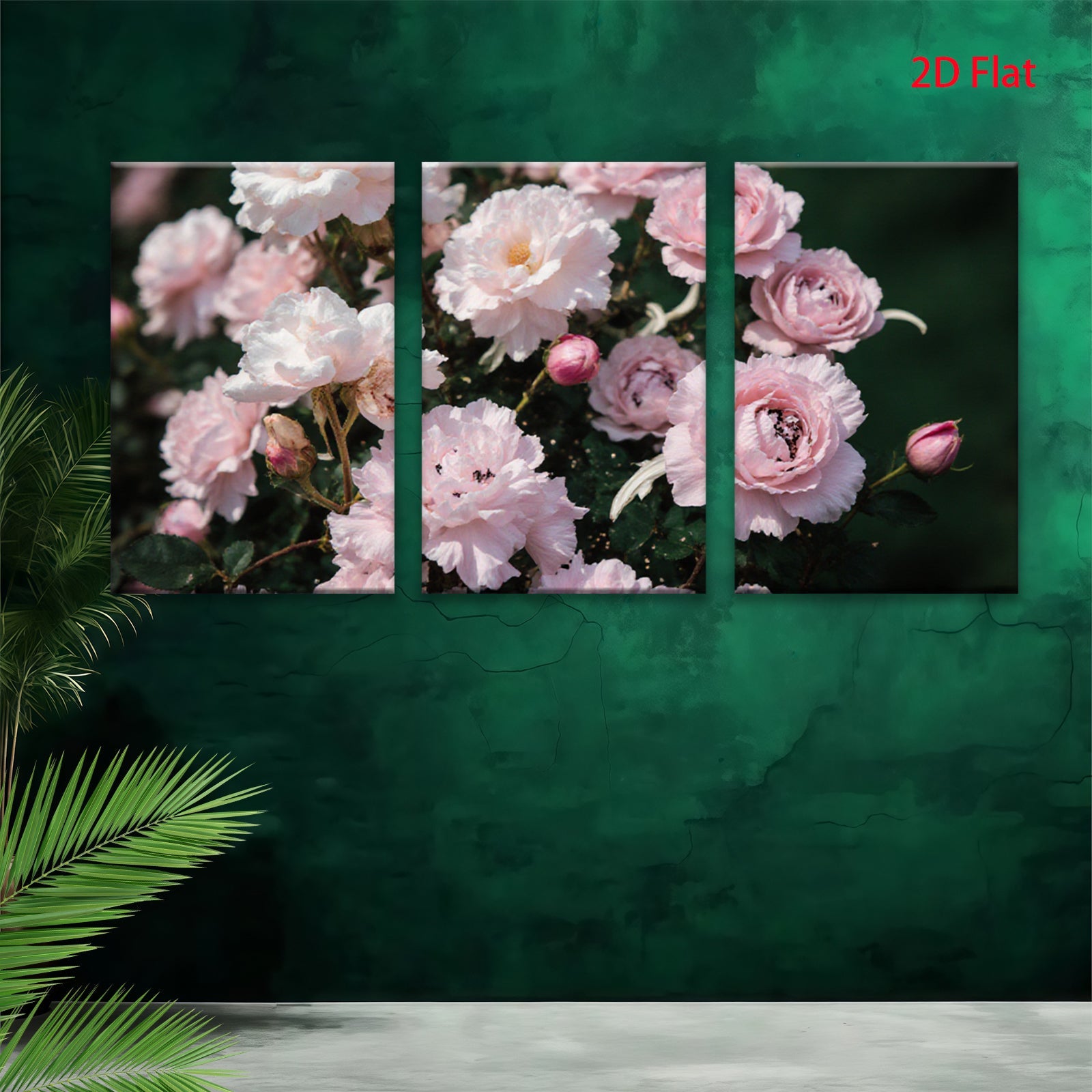 2D flat 1pc delicate pink rose blooms garden floral wall art canvas prints for living room bedroom home decor farmhouse style cozy vibe