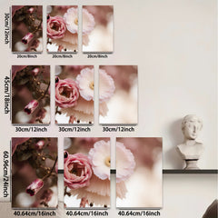2D flat 1pc delicate pink white blossoms spring floral wall art bedroom living room gallery wrapped canvas print modern farmhouse decor