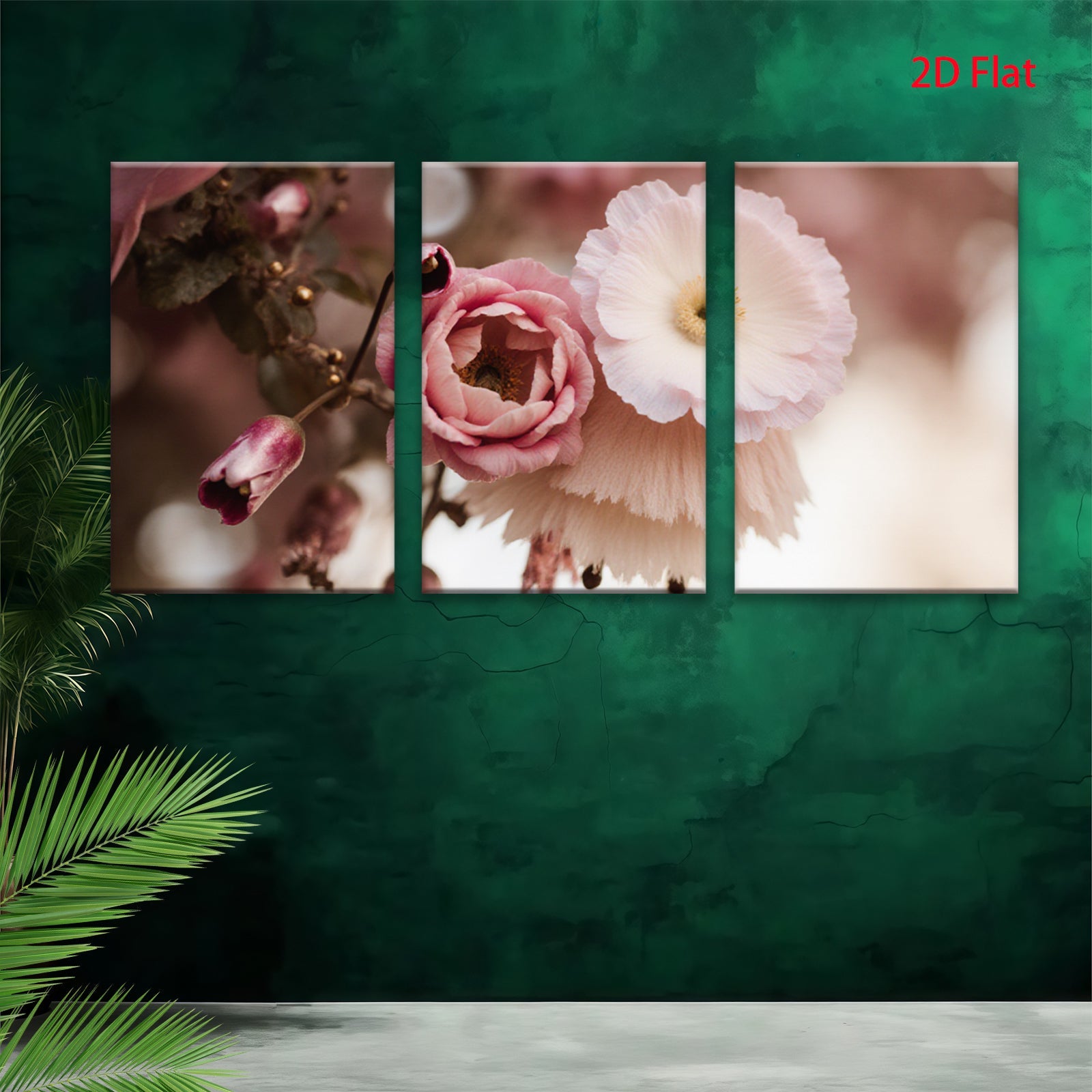 2D flat 1pc delicate pink white blossoms spring floral wall art bedroom living room gallery wrapped canvas print modern farmhouse decor