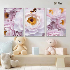 2D flat 1pc delicate pink white peony blooms floral wall art living room bedroom decor farmhouse style canvas prints modern botanical art gallery wrapped