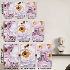 2D flat 1pc delicate pink white peony blooms floral wall art living room bedroom decor farmhouse style canvas prints modern botanical art gallery wrapped